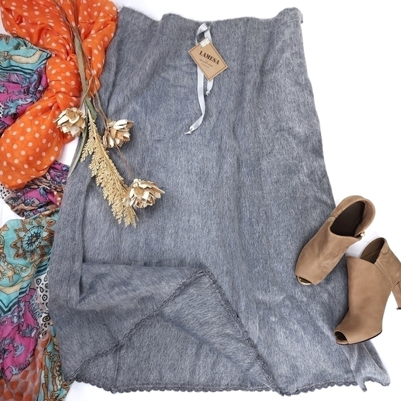 New Lamesa Alpaca Grey Wool Maxi Skirt Sz XXL - Picture 13 of 15